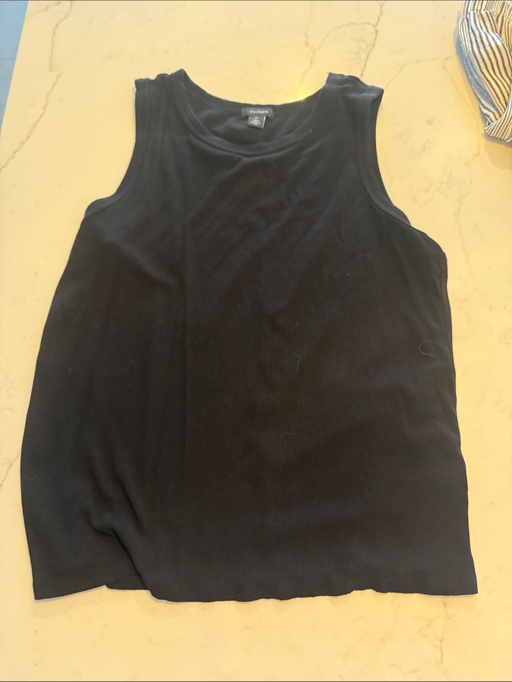 Halogen black ribbed tank